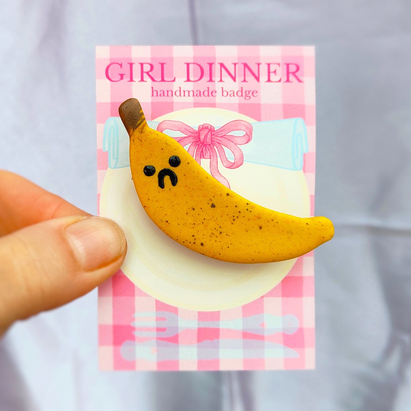 Banana Handmade Pin Badge - Worried Banana - Girl Dinner