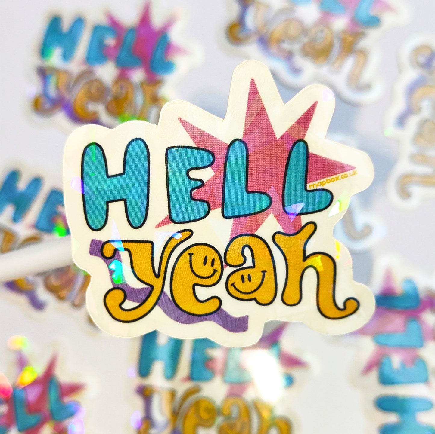 HELL YEAH Clear Crackle Sticker