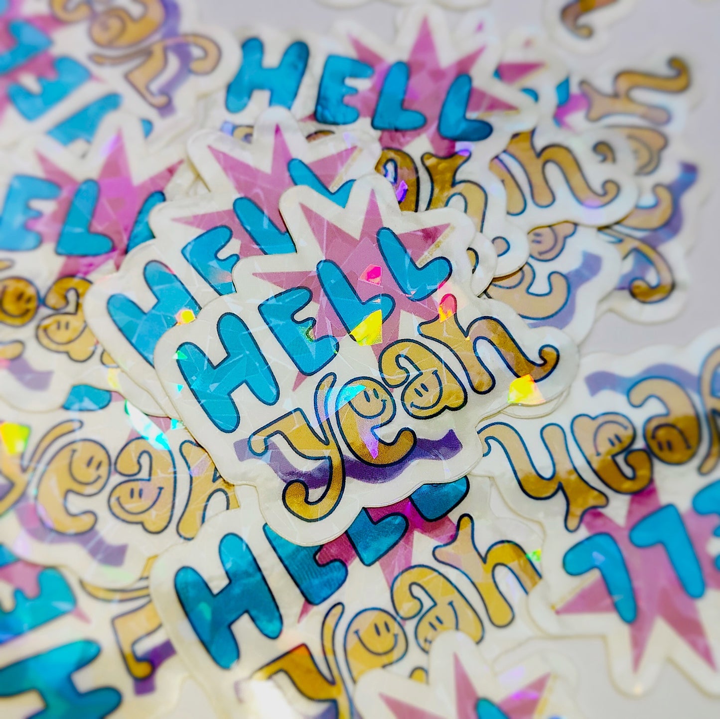 HELL YEAH Clear Crackle Sticker