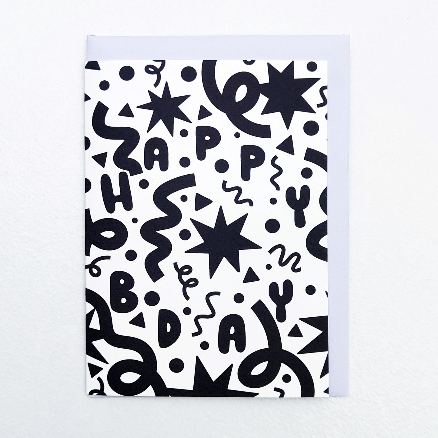 Black and White Confetti Bday- Pearlescent Birthday Card