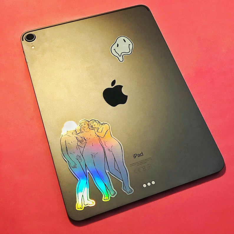 Trans Three Muses - Greek Statue Historical Queer -Holographic Sticker