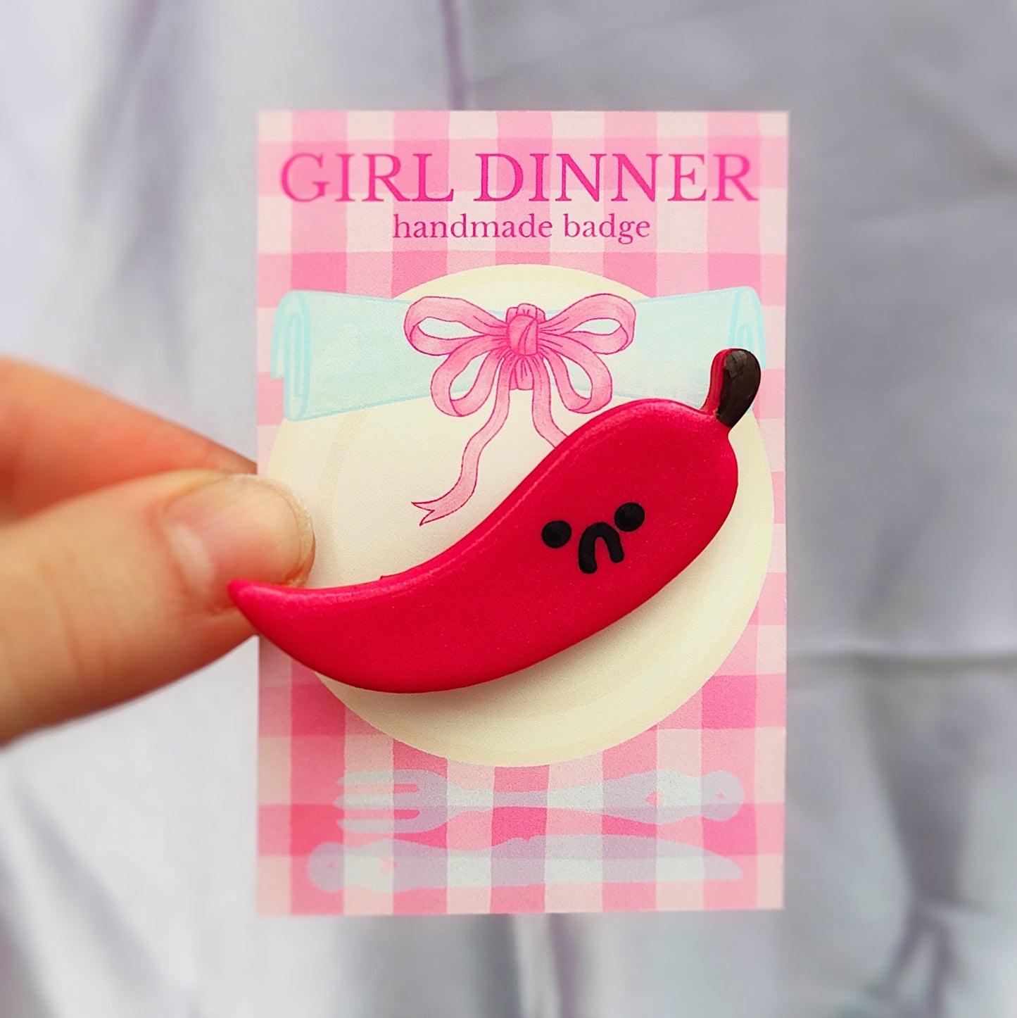 Chilli Pepper  Handmade Pin Badge  - Girl Dinner