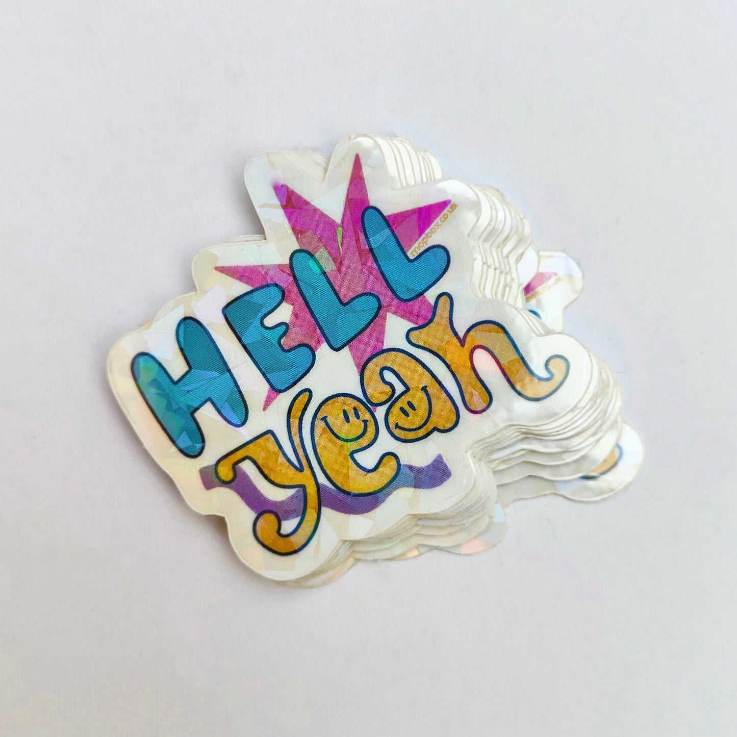 HELL YEAH Clear Crackle Sticker