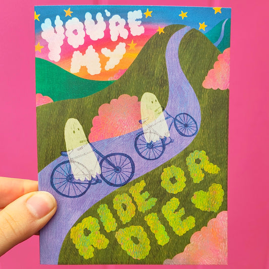 Ride or Die - Ghosts on Bikes Valentines Day Greetings Card