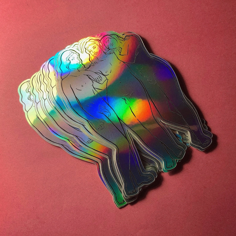 Trans Three Muses - Greek Statue Historical Queer -Holographic Sticker