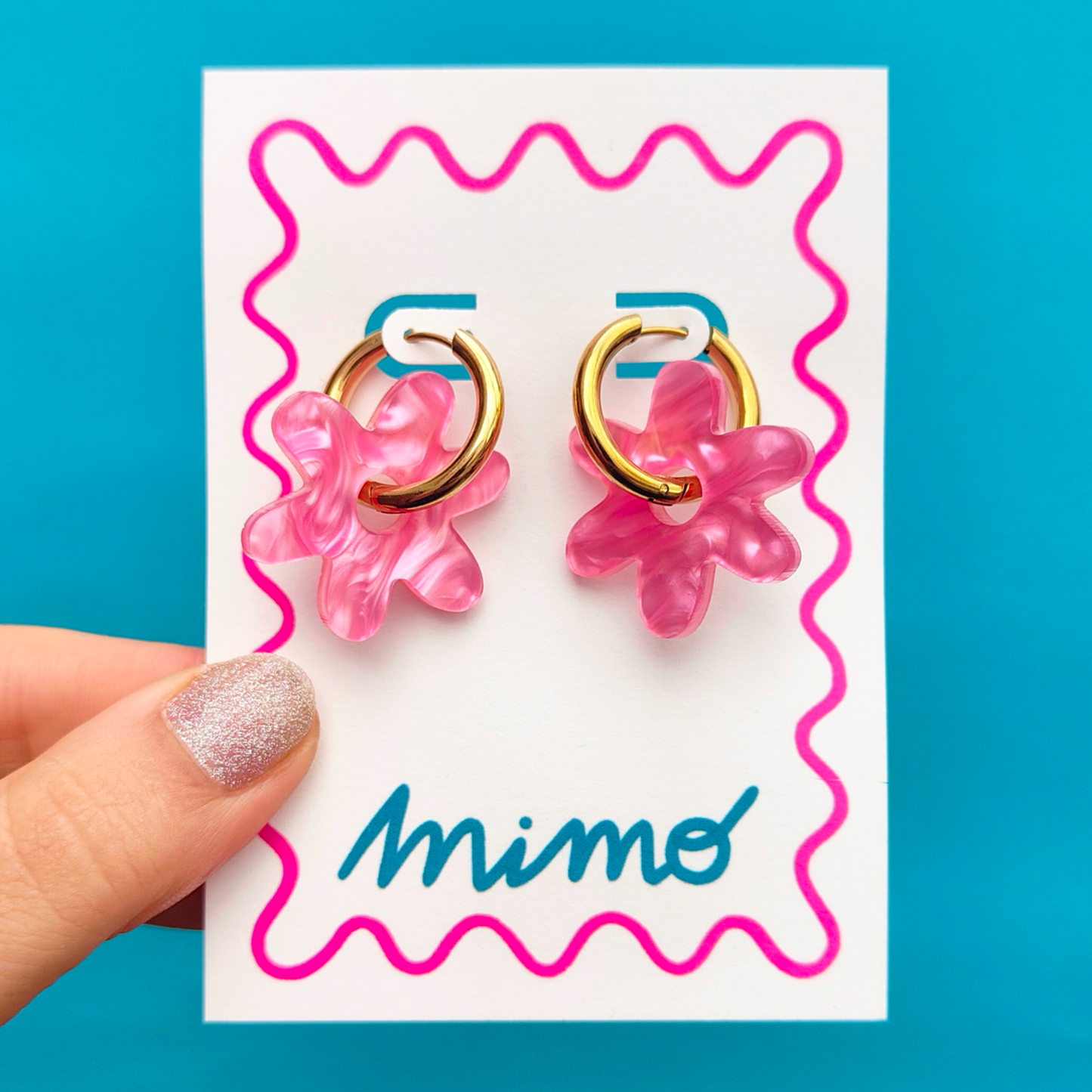 Flower Hoops - Strawberry Sundae - Everyday Marbled Earrings