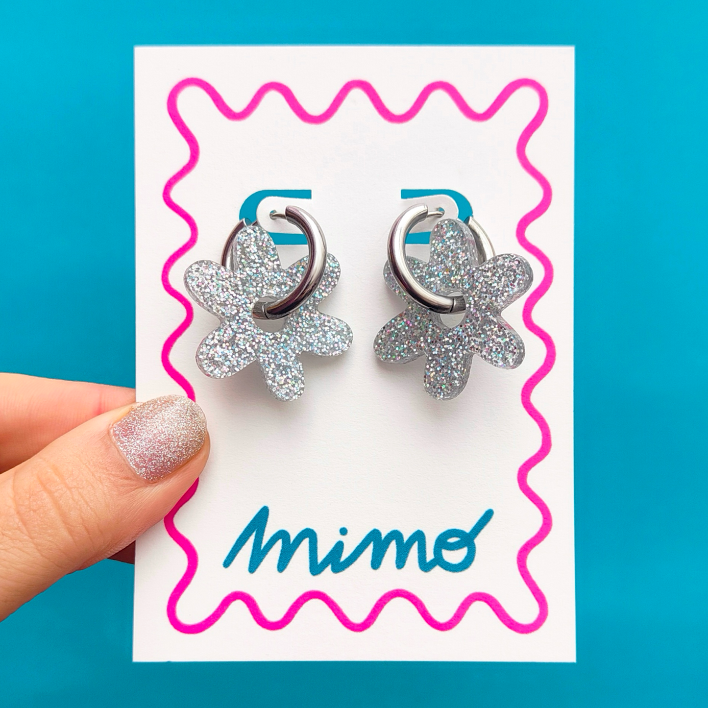 Flower Hoops - Holo Party - Everyday Glitter Earrings