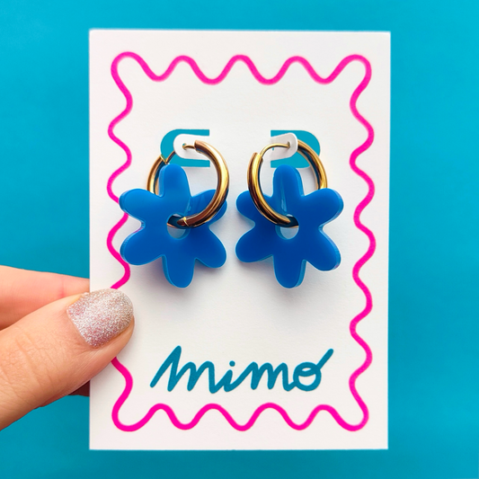 Flower Hoops - True Blue - Everyday Earrings