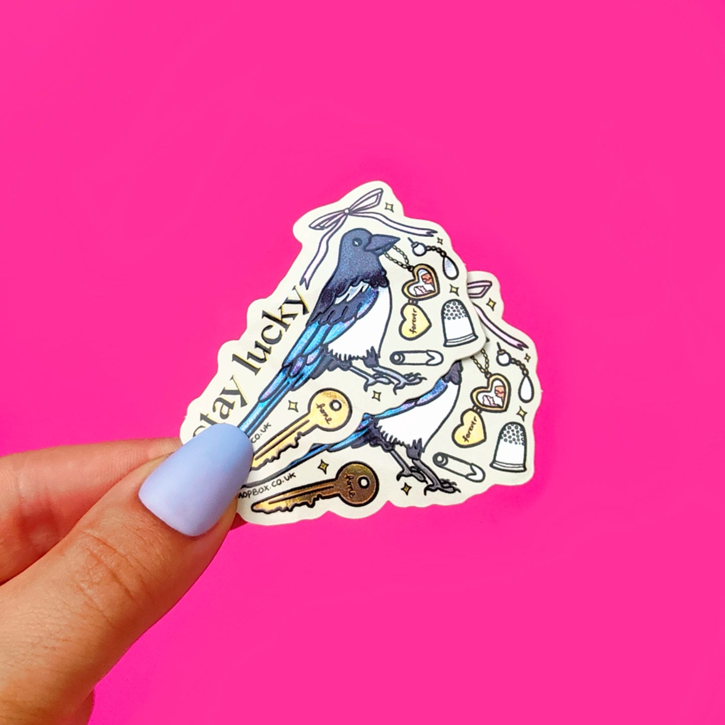 Stay Lucky Magpie Treasure Collector Gold Mirror Sticker