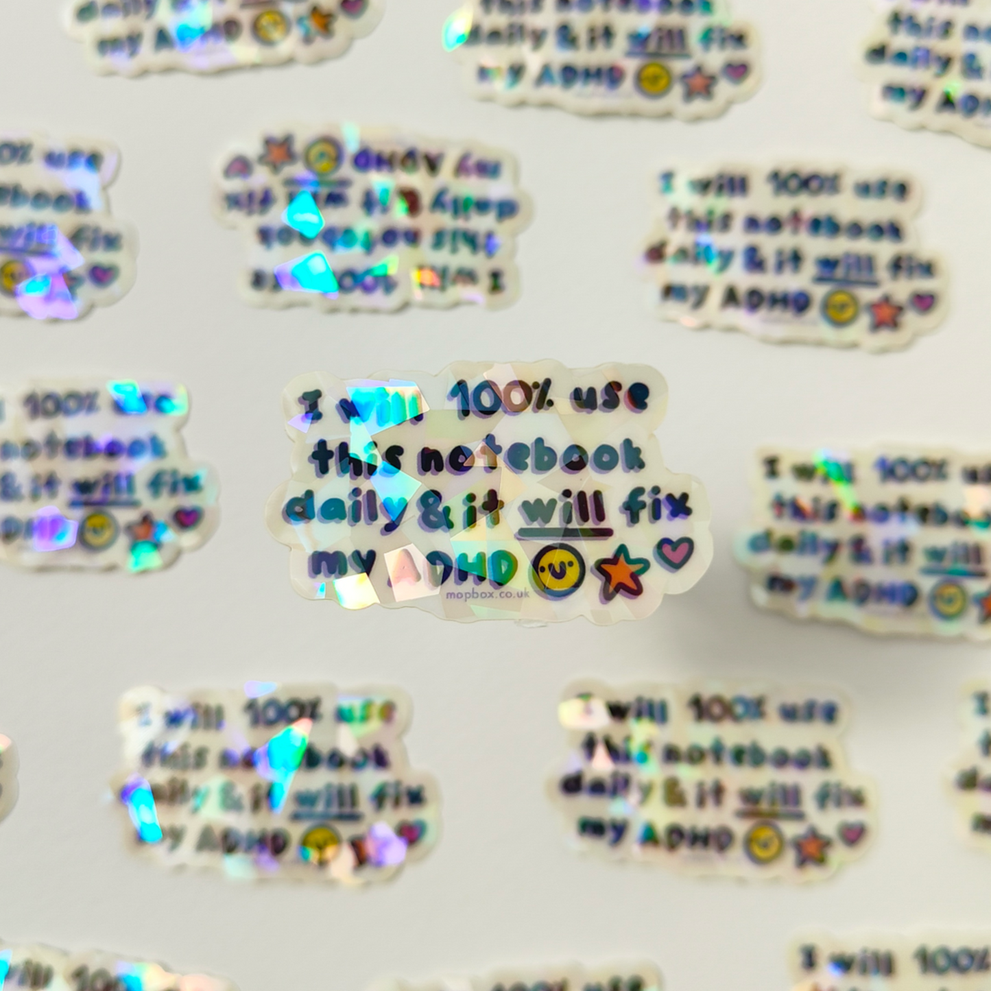 ADHD Notebook Optimist - Vinyl Sticker (Crackle Clear)