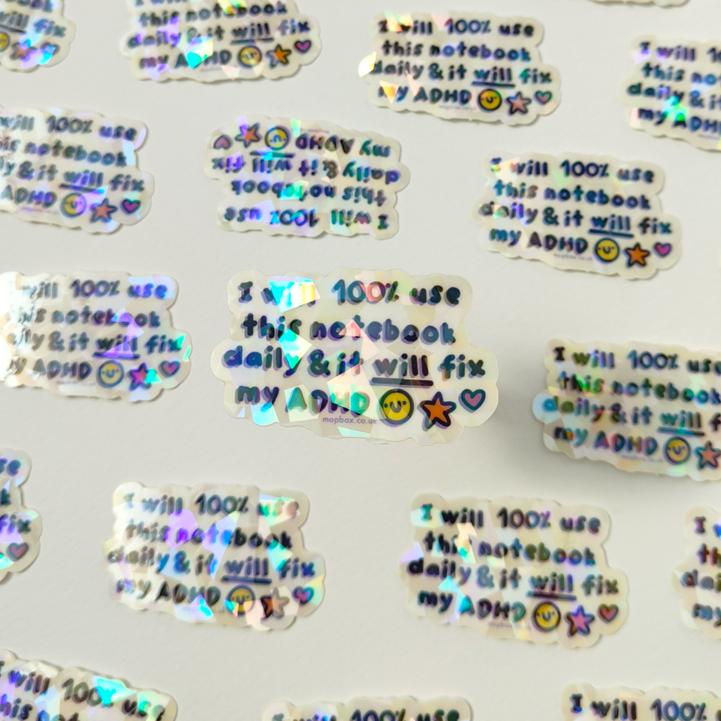 ADHD Notebook Optimist - Vinyl Sticker (Crackle Clear)