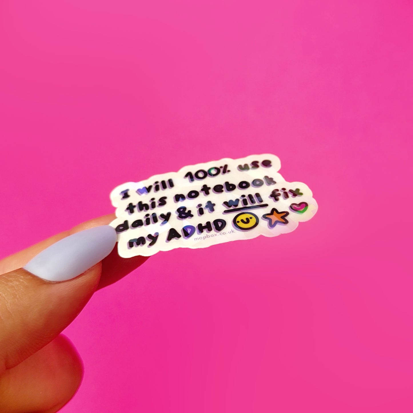 ADHD Notebook Optimist - Vinyl Sticker (Crackle Clear)