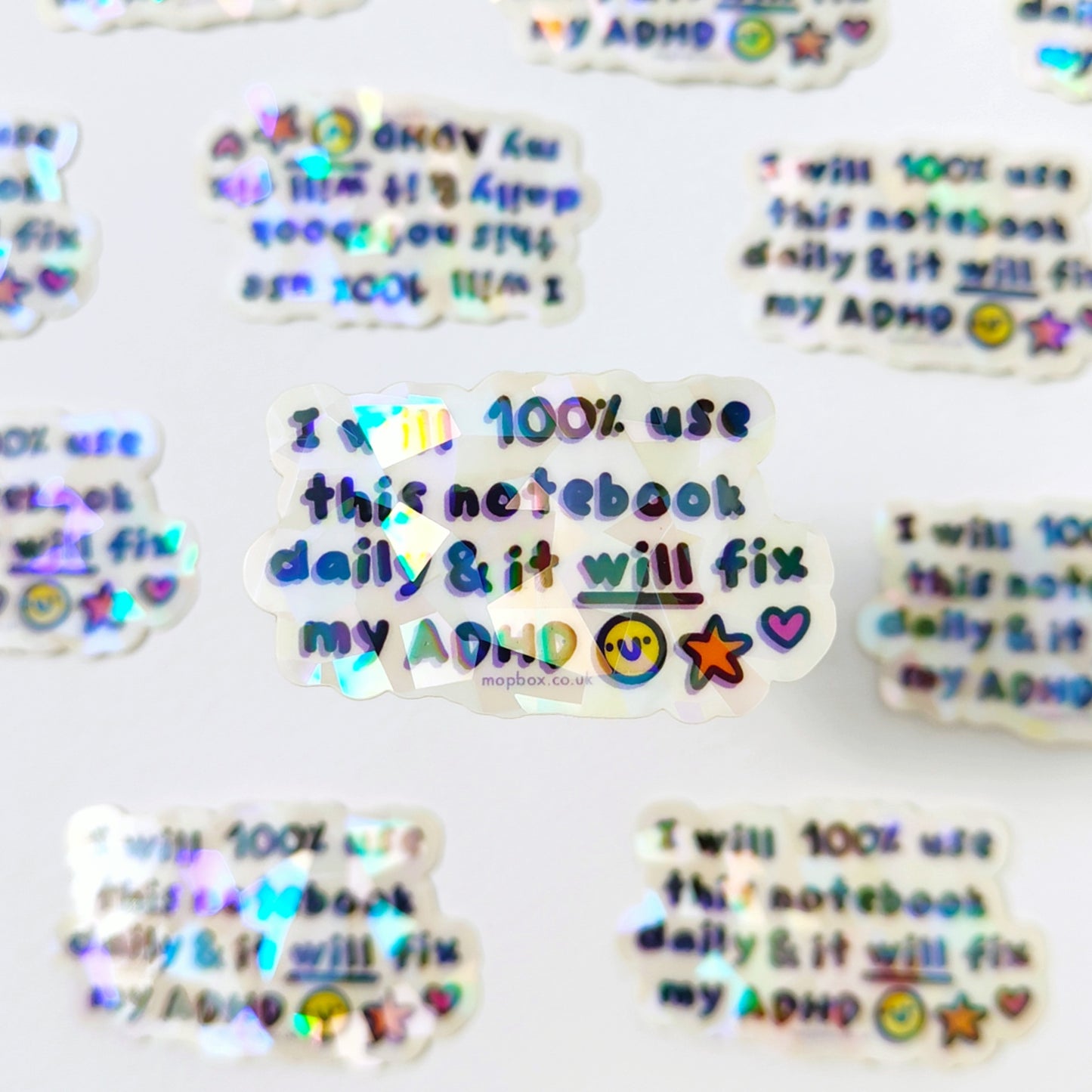 ADHD Notebook Optimist - Vinyl Sticker (Crackle Clear)