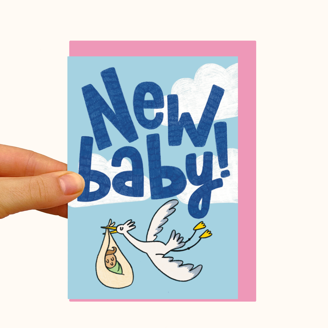 New Baby Stork- Pearlescent New Baby Card