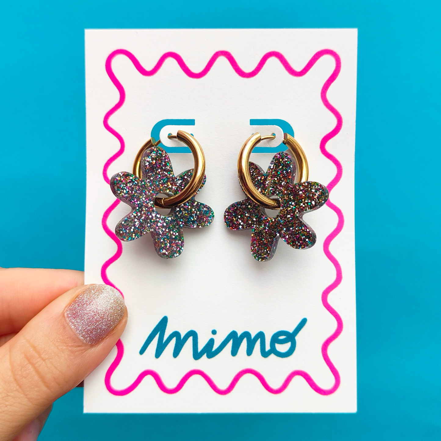 Flower Hoops - Party Time - Everyday Glitter Earrings
