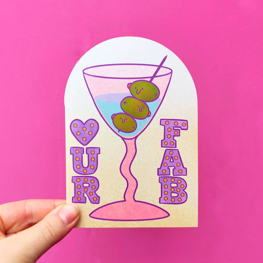 UR FAB Olive Martini Arched Greetings Card