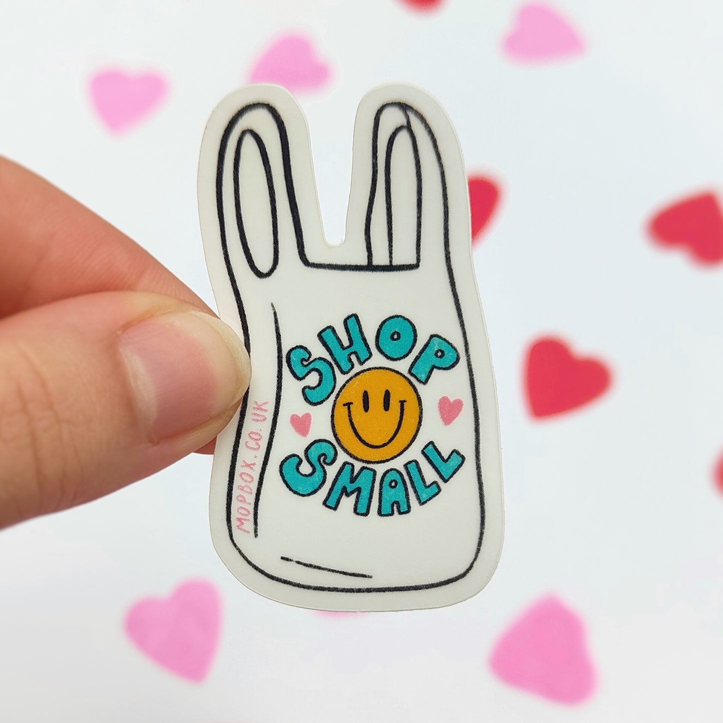 Shop Small Retro Shopping Bag - Clear Sticker