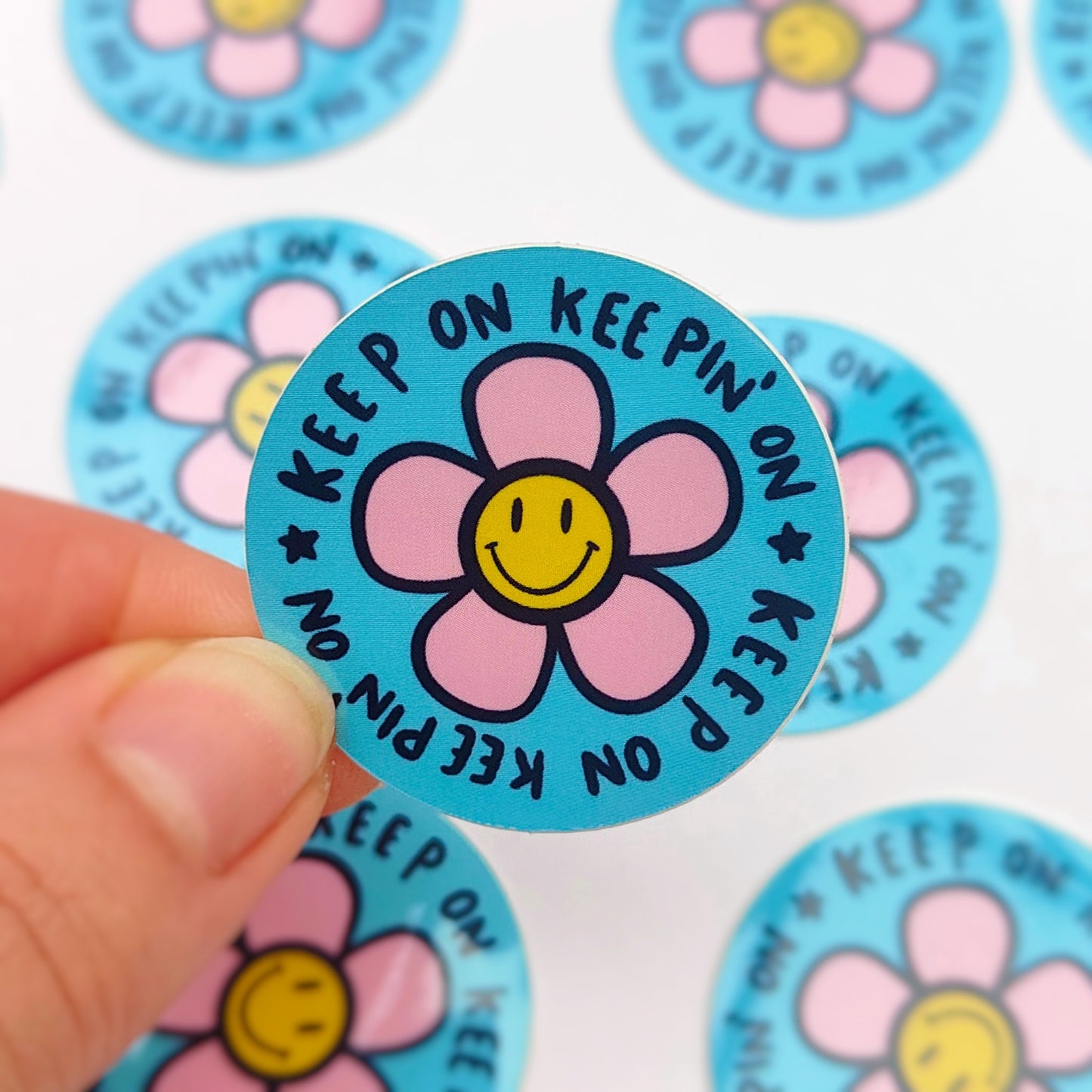 Keep on Keepin’ On Smile Flower Retro Sticker