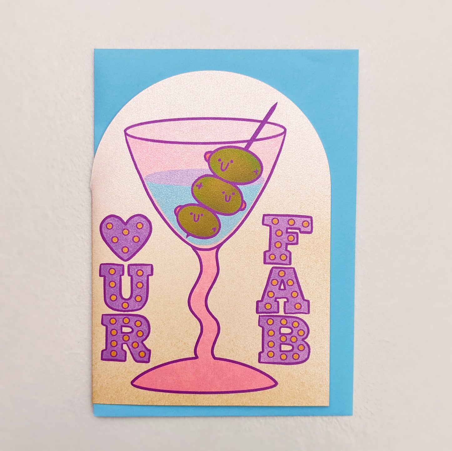 UR FAB Olive Martini Arched Greetings Card