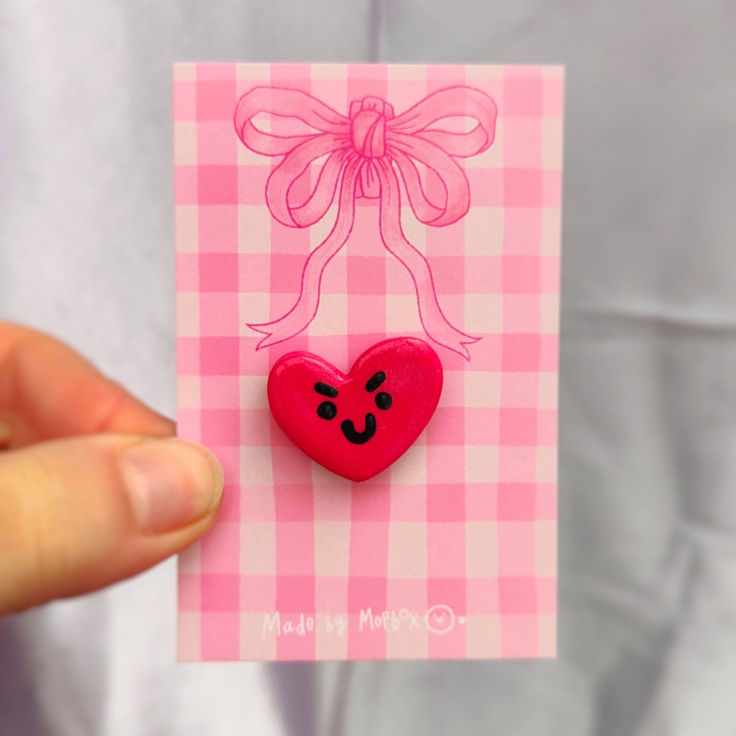 Love Heart Handmade Pin Badge -Spiteful Heart in Red