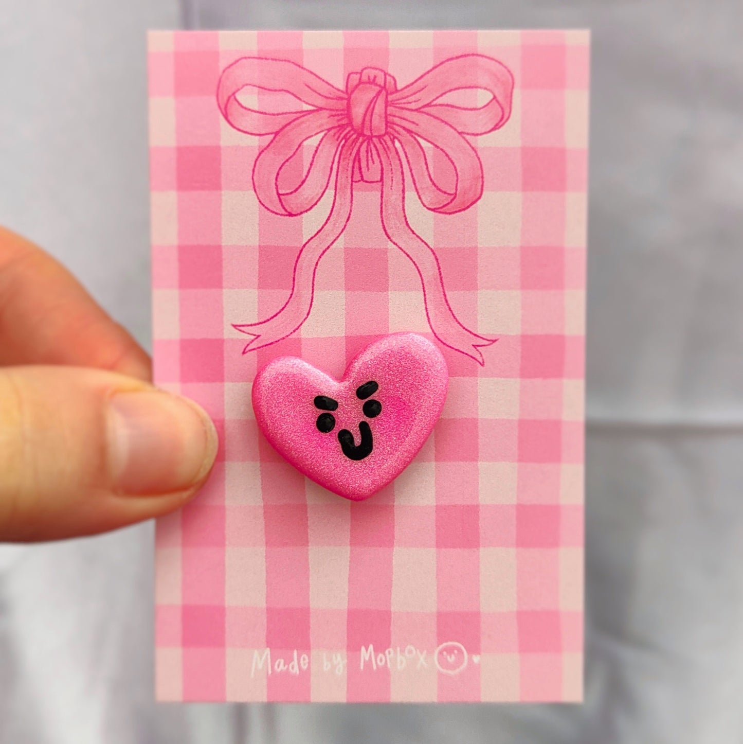 Love Heart Handmade Pin Badge -Spiteful Heart in Pink