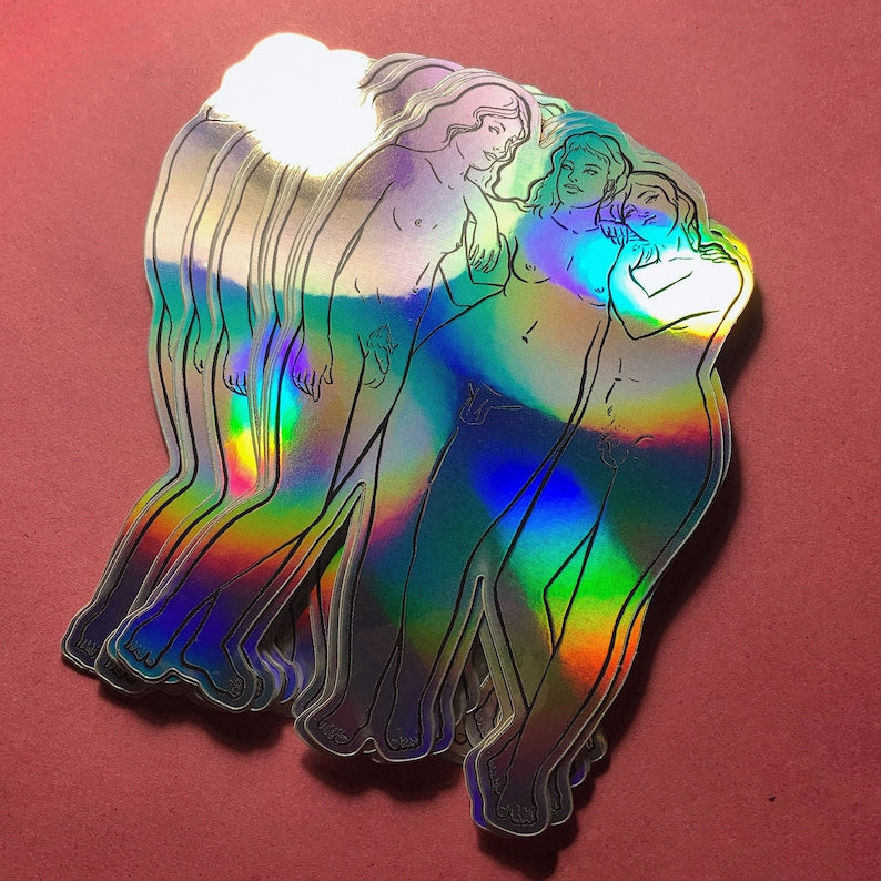 Trans Three Muses -  Greek Statue Historical Queer -Holographic Sticker