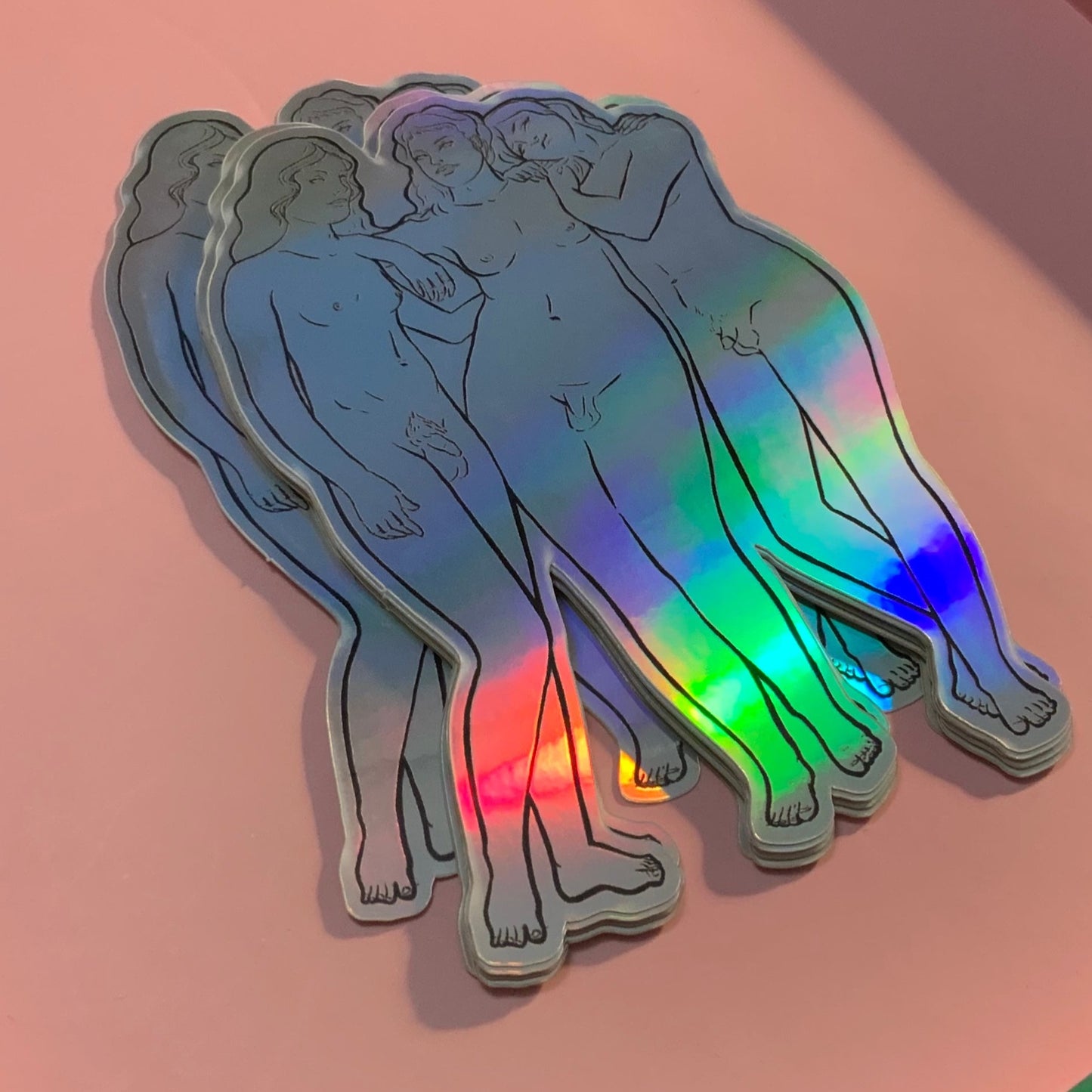 Trans Three Muses -  Greek Statue Historical Queer -Holographic Sticker