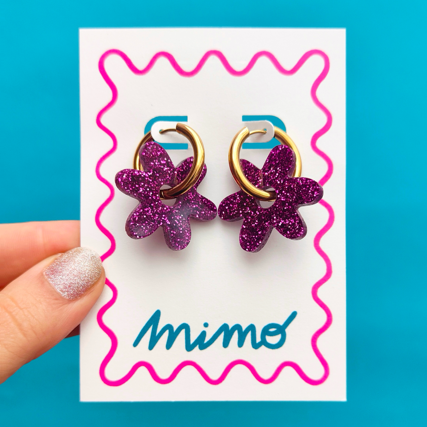Flower Hoops - Berry Party - Everyday Glitter Earrings