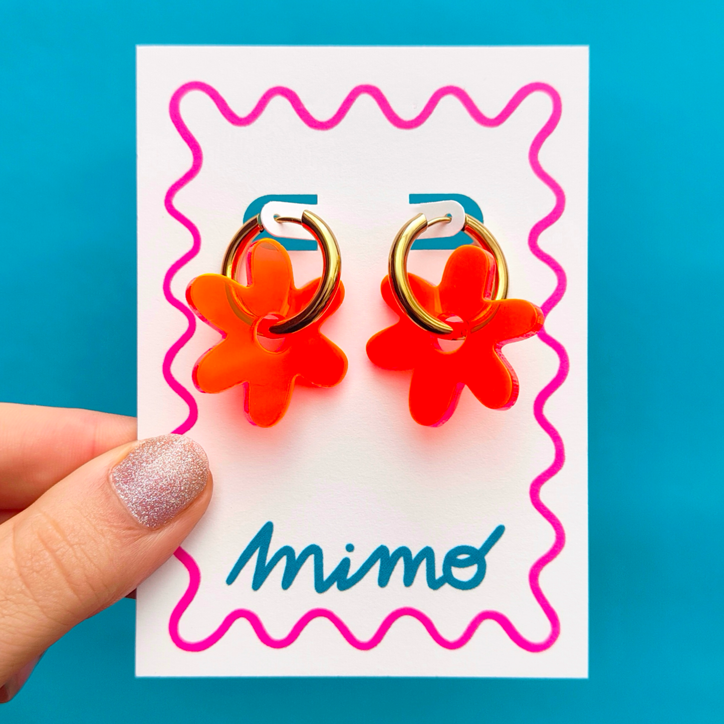 Flower Hoops - Tangerine Jelly - Everyday Earrings
