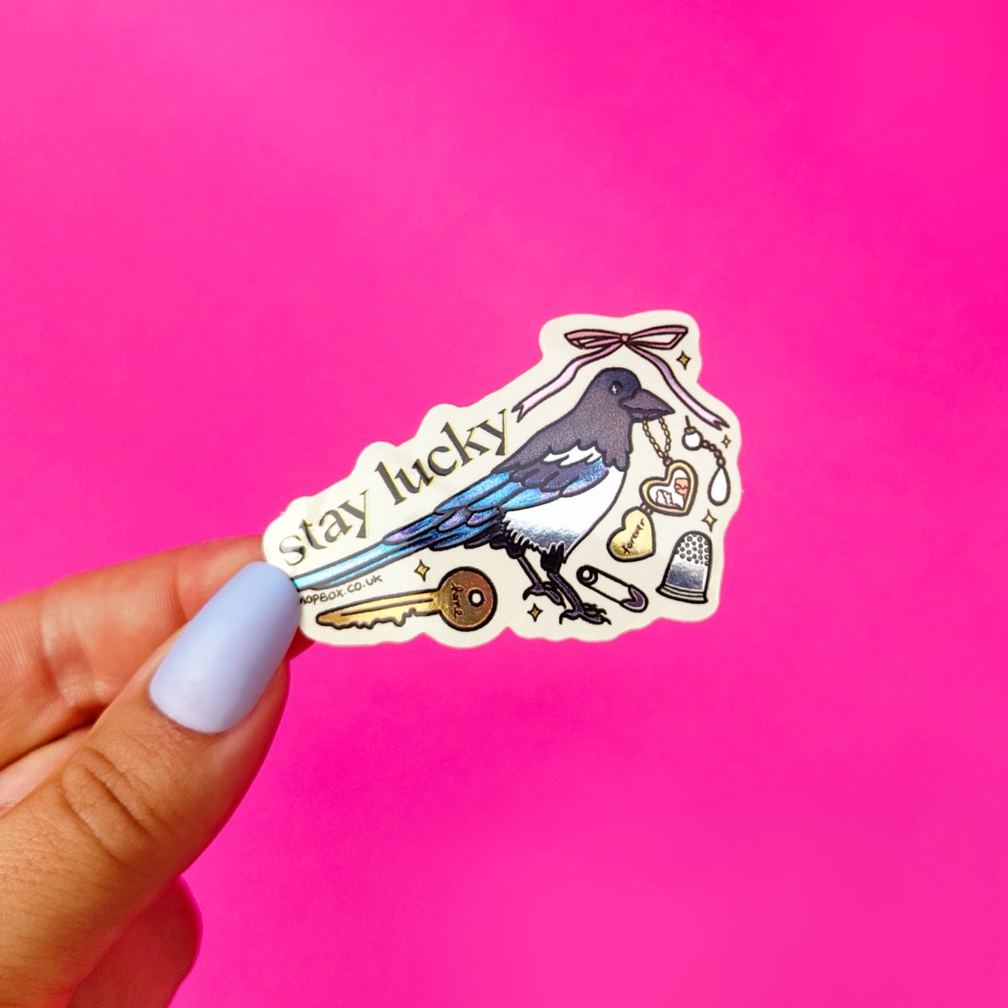 Stay Lucky Magpie Treasure Collector Gold Mirror Sticker