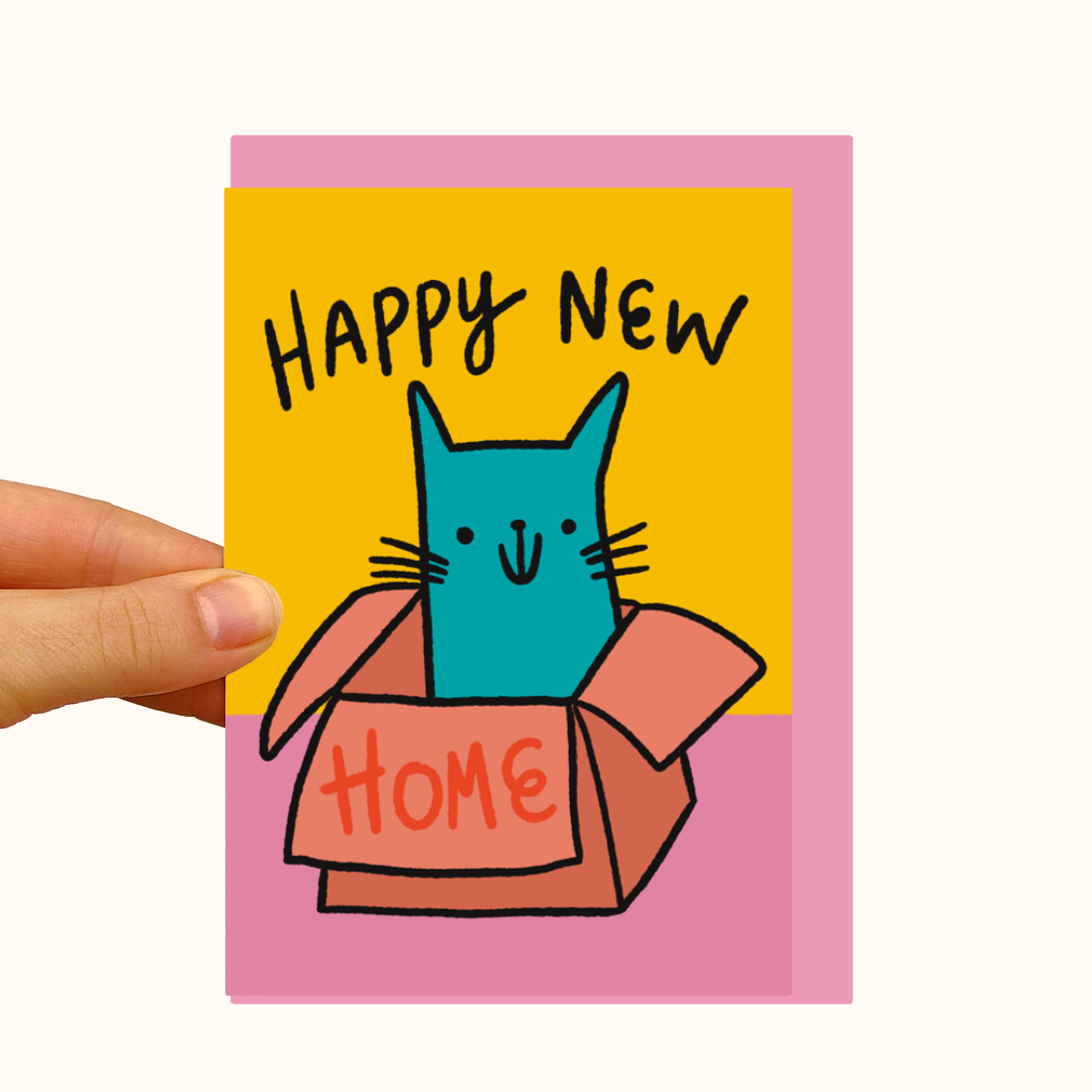 Cat In a Moving Box- Pearlescent  New Home Card