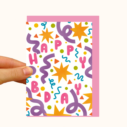 Colourful Confetti Bday- Pearlescent Birthday Card