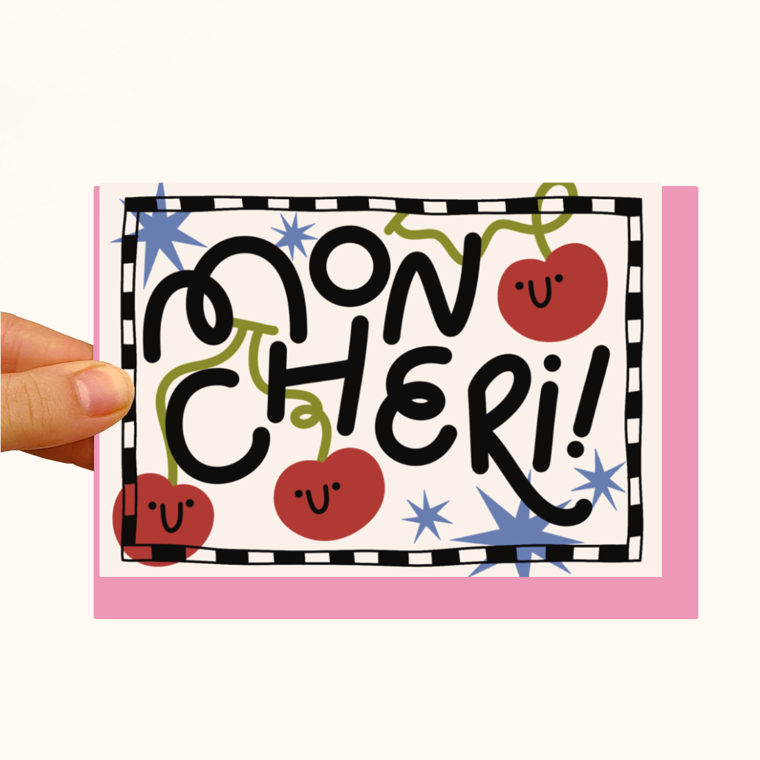 Mon Cheri Cherry Art Card - Pearlescent Appreciation Card